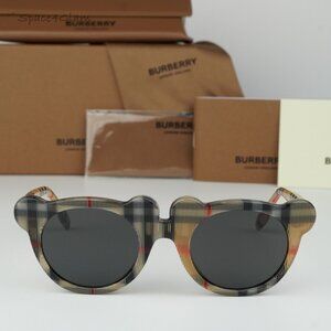 Burberry Boys Sunglasses Vintage Check Grey Round JB4355 KIDS 377887 BRAND NEW